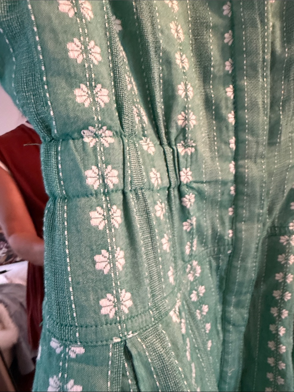 Mauve Teal Sleeveless Embroidered Midi Dress - Picture 4 of 7